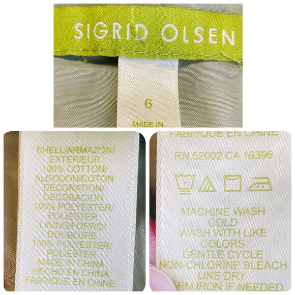 Sigrid Olsen Cream Corduroy Sage Embroidered Leaf Button Front Blazer Women Sz 6 - Picture 11 of 13